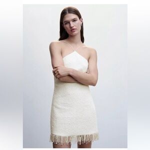 Jason Wu White Halter Dress Tweed Pearls